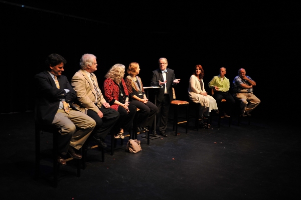 The honorees at the First Night Symposium, moderated by Jeffrey Ellis Photo