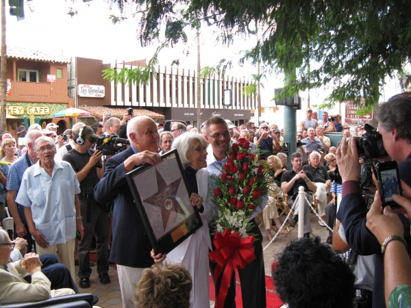 Event organizers, Charles Dunn and Rob Piepho present Carol Channing's Star Plaque Photo