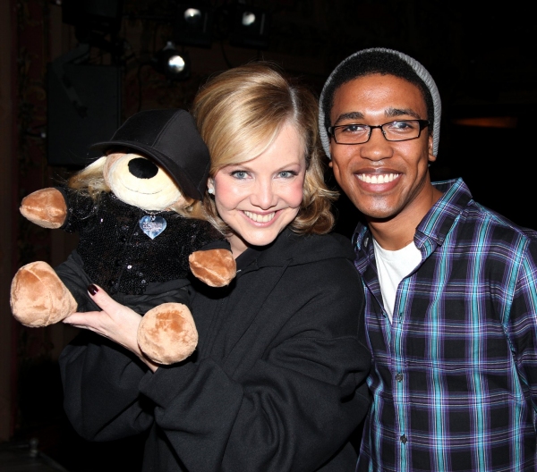 Susan Stroman poses with a bear in her likeness, a gift from Clinton Roane Photo