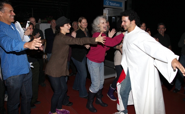 Julio Agustin (Gypsy Robe Recepient) with Brian Stokes Mitchell, Laura Benanti, Mary  Photo