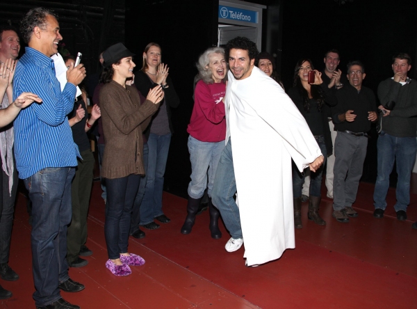 Julio Agustin (Gypsy Robe Recepient) with Brian Stokes Mitchell, Laura Benanti, Mary  Photo