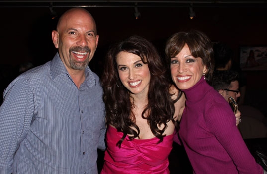 Lesli Margherita and Jill Burke with a fan at Upright Cabaret's American Icon Series  Photo