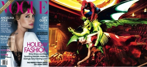 Reeve Carney as Spider-Man, Patrick Page as Green Goblin and Jennifer Damiano as Mary Photo