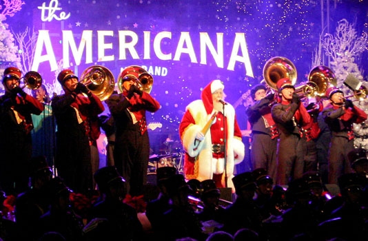 Santa Claus and the La Canada High School Marching Band at The Americana at Brand Photo
