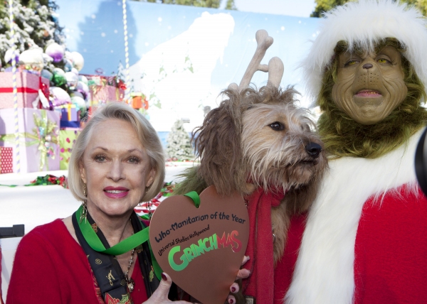 Tippi Hedren, Max the dog and The Grinch Photo