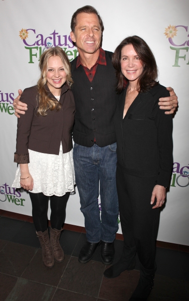 Jenni Barber, Maxwell Caulfield and Lois Robbins attends the 'Cactus Flower' Meet & Greet the Press event at the Westside Theatre in New York City. at 