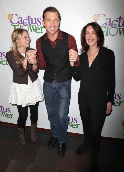 Jenni Barber, Maxwell Caulfield and Lois Robbins attends the 'Cactus Flower' Meet & Greet the Press event at the Westside Theatre in New York City. at 