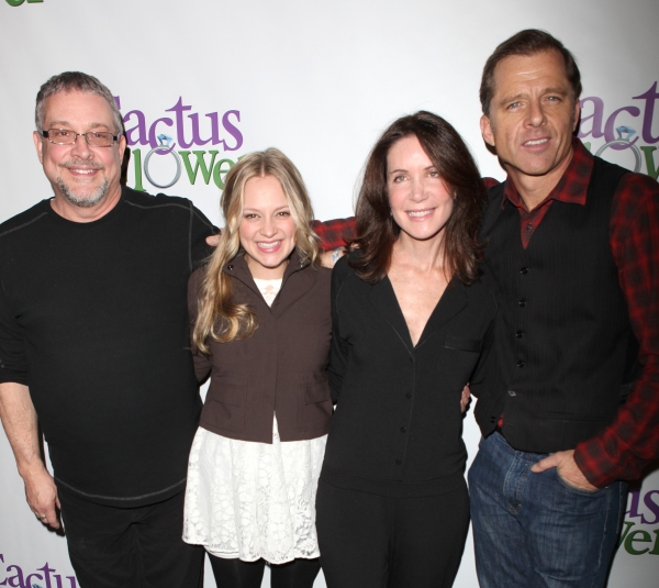 Director Michael Bush, actors Jenni Barber, Lois Robbins & Maxwell Caulfield  attends the 'Cactus Flower' Meet & Greet the Press event at the Westside Theatre in New York City. at 