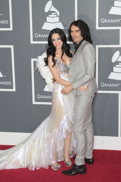 Katy Perry and Russell Brand pictured at The 53rd Annual GRAMMY Awards held at Staple Photo