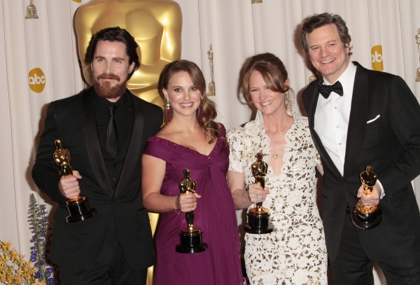 Best Supporter winner Christian Bale, Best winner Natalie Portman, Best Supporting wi Photo