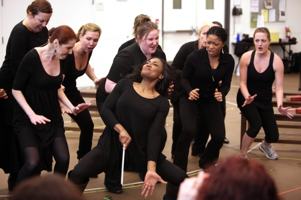 Patina Miller & Nun Ensemble attending the Open Press Rehearsal for the New Broadway  Photo