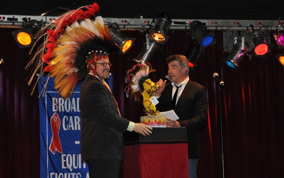 Scott T. Stevens and Bryan Batt with the Will Rogers Follies Bear Photo