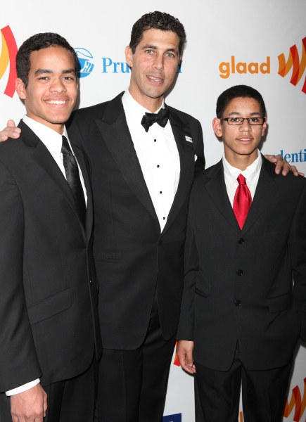 Jarrett Barrios & sons attending the 22nd Annual GLAAD Media Awards in New York City. Photo