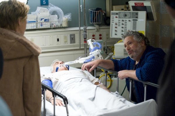 Edie Falco and Harvey Fierstein are pictured during the production of episode 208 of  Photo
