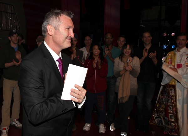 Producer Garry McQuinn with the ensemble cast attending the Broadway Opening Night Gy Photo