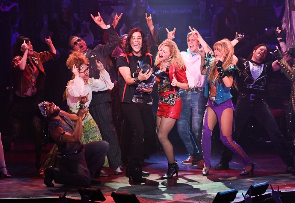  Dan Domenech, Rebecca Faulkenberry, and the cast of Rock of Ages Photo