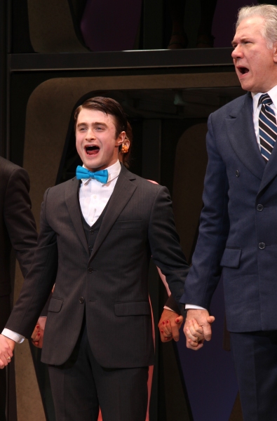 Daniel Radcliffe & John Larroquette during the Opening Night Performance Curtain Call Photo