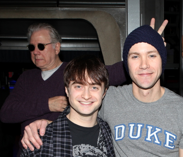 John Larroquette & Daniel Radcliffe & Christopher J. Hanke attending the Broadway Ope Photo