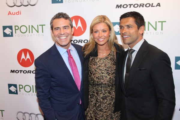 Andy Cohen, Kelly Ripa and Mark Consuelos  Photo