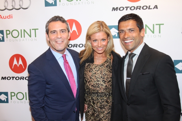 Andy Cohen, Kelly Ripa and Mark Consuelos  Photo