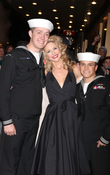  Christie Brinkley with sailors at the stage door greeting fans after making her Broa Photo
