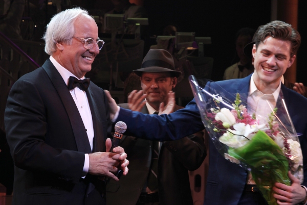 Frank Abagnale Jr. & Aaron Tveit  during the Broadway Opening Night Curtain Call for  Photo