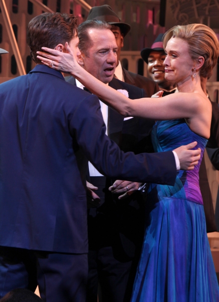 Aaron Tveit & Tom Wopat & Rachel de Benedet during the Broadway Opening Night Curtain Photo