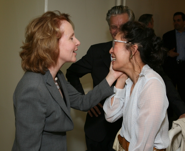 LOS ANGELES, CA - APRIL 13: Actors Kate Burton (L) and Sandra Oh (R) greet each other Photo