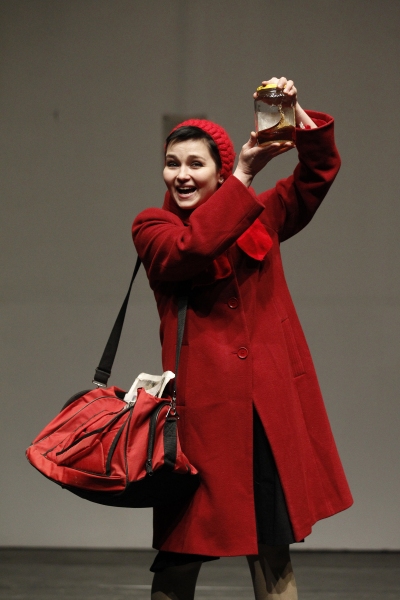Yana Rusakevich  in a scene from the Belarus Free Theatre production of Zone of Silen Photo