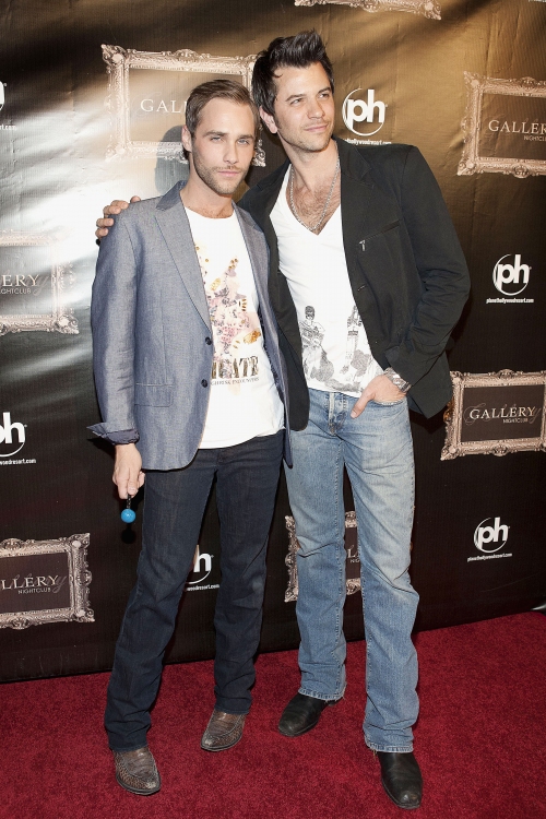 Josh Strickland and boyfriend Todd pictured at The Gallery at Hollywood Casino