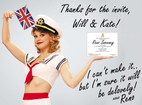 Photo Flash: Reno Sweeney of ANYTHING GOES Sends Regards to the Royal Wedding! Image