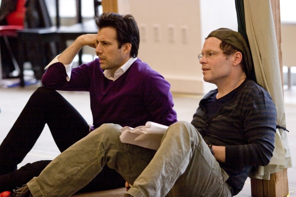 Lorenzo Pisoni and Michael Hayden in rehearsal for the Shakespeare in the Park produc Photo