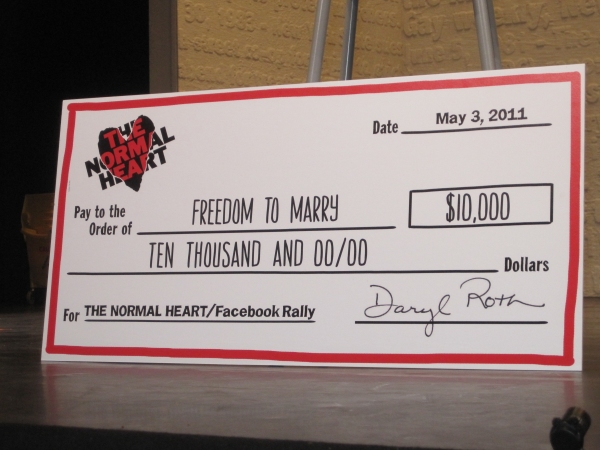 Photo Flash: THE NORMAL HEART Presents $10,000 Check to Freedom to Marry Image