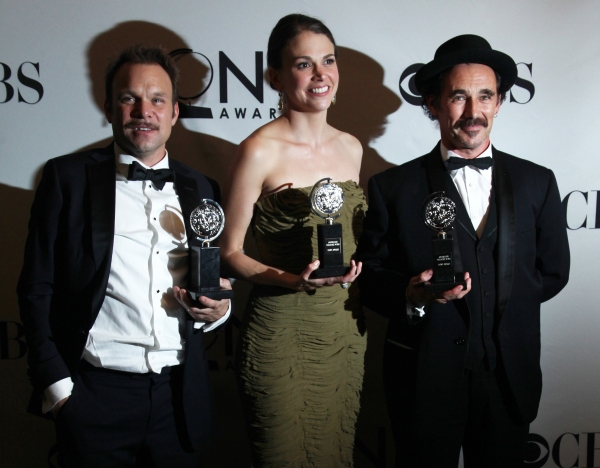Norbert Leo Butz, Sutton Foster & Mark Rylance in the Press Room at The 65th Annual T Photo