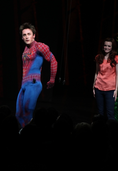 Reeve Carney & Jennifer Damiano during the ''Spider-Man Turn off the Dark'' Opening N Photo