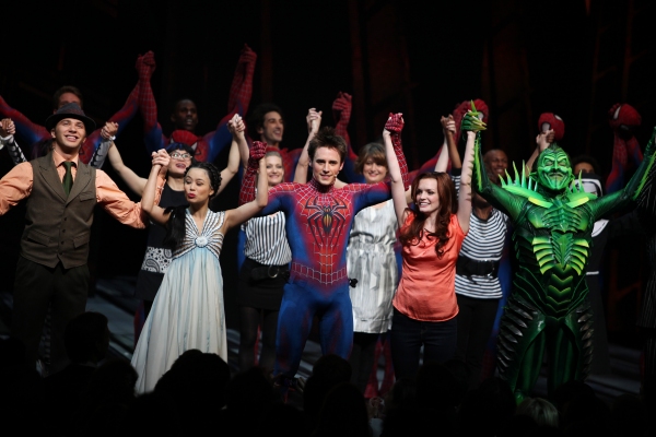 T.V. Carpio, Reeve Carney, Jennifer Damiano, Patrick Page & Company during the ''Spid Photo