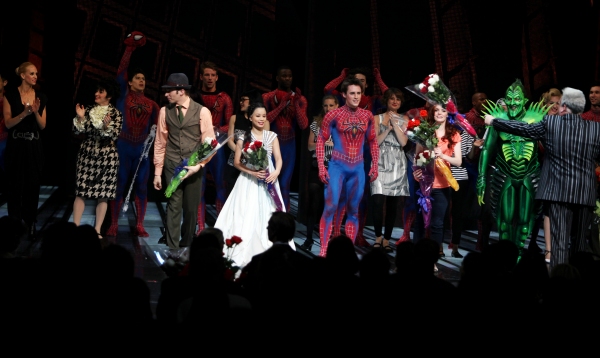 T.V. Carpio, Reeve Carney, Jennifer Damiano, Patrick Page & Company during the ''Spid Photo