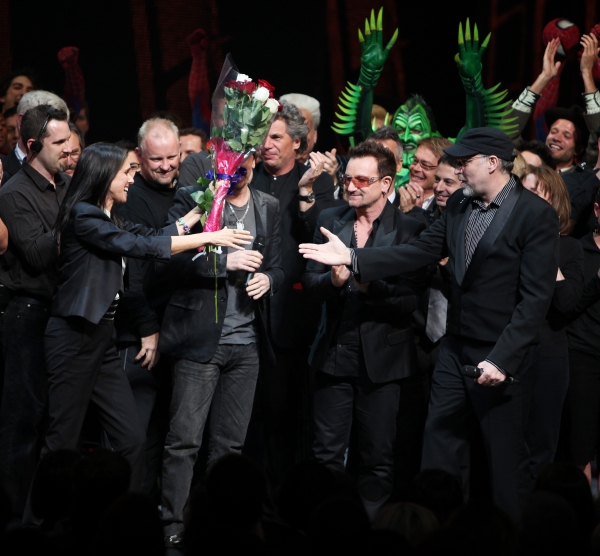 The Edge, Bono, Julie Taymor and Philip William McKinley (Director)  during the ''Spi Photo