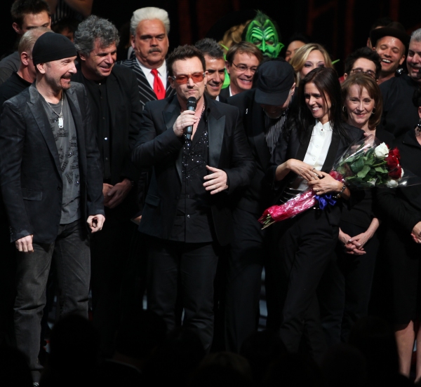 The Edge, Bono, Julie Taymor and Philip William McKinley (Director)  during the ''Spi Photo