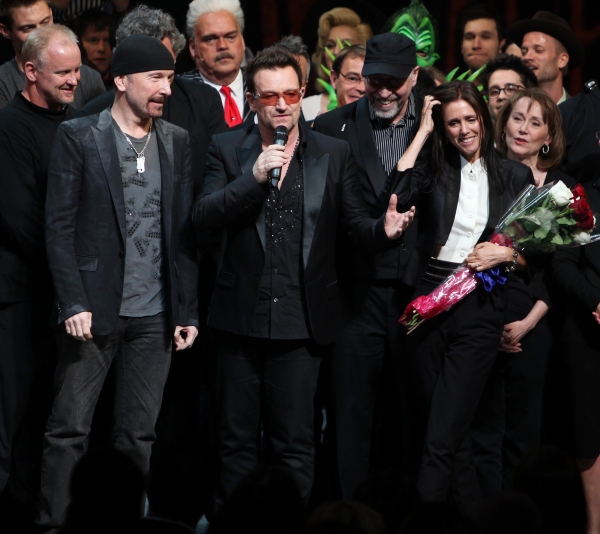 The Edge, Bono, Julie Taymor and Philip William McKinley (Director)  during the ''Spi Photo