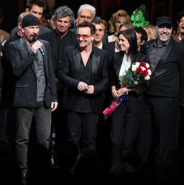 The Edge, Bono, Julie Taymor and Philip William McKinley (Director)  during the ''Spi Photo