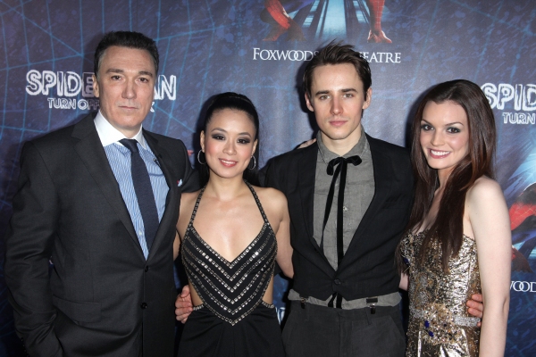 (L-R) Patrick Page, T.V. Carpio, Reeve Carney, Jennifer Damiano attending the ''Spide Photo