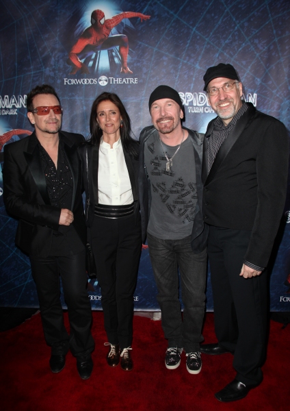 Bono, Julie Taymor, The Edge and Philip William McKinley attending the Opening Night  Photo