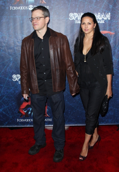 Matt Damon; Luciana Barroso attending the Opening Night Performance of 'Spider-Man Tu Photo