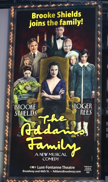 Brooke Shields as Morticia Addams & Roger Rees (Theatre Marquee Billboard) at the Cur Photo