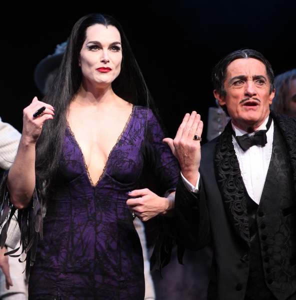 Brooke Shields as Morticia Addams & Roger Rees  at the Curtain Call for her debut in  Photo