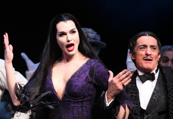 Brooke Shields as Morticia Addams & Roger Rees  at the Curtain Call for her debut in  Photo