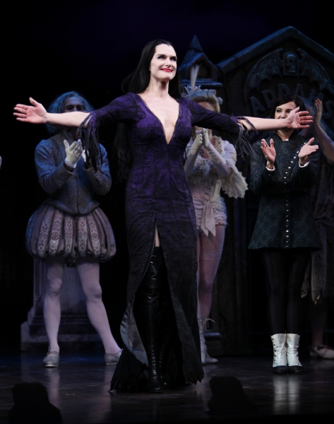 Brooke Shields as Morticia Addams at the Curtain Call for her debut in 'The Addams Fa Photo