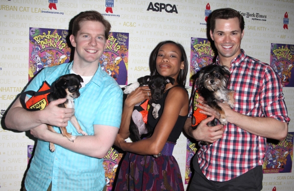 Rory O'Malley & Nikki M. James & Andrew Rannells Backstage at Broadway Barks Lucky 13 Photo