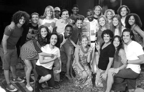 Arbender Robinson with the Ensemble Cast celebrating the Opening Night Gypsy Robe Cer Photo